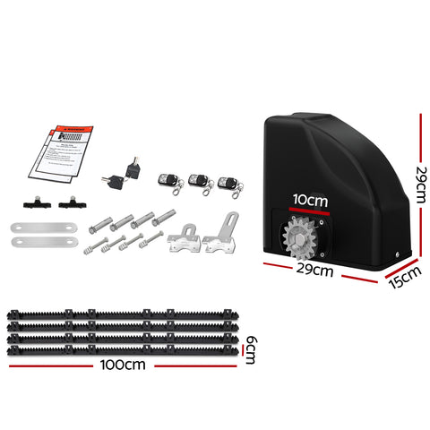 LockMaster Automatic Sliding Gate Opener Kit 10W Solar 4M 600KG