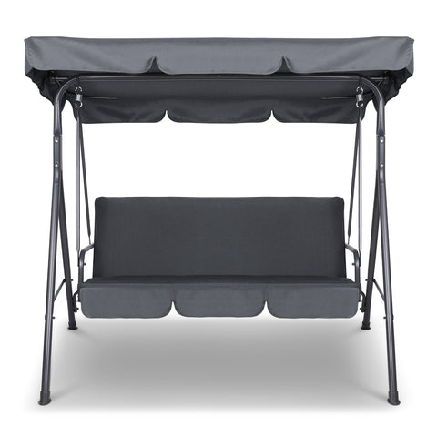 Gardeon Outdoor Swing Chair Garden Chair Bench Furniture Canopy 3 Seater Grey