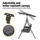 Gardeon Outdoor Swing Chair Garden Chair Canopy Cup Holder 2 Seater Grey