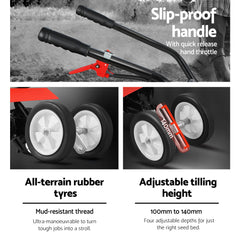 Giantz 88CC Tiller Garden Cultivator Rototiller 4 Blades Soil Plower Rotary Hoe