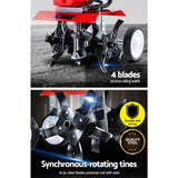 Giantz 65CC Tiller Rototiller Garden Cultivator 4 Blades Soil Power Rotary Hoe
