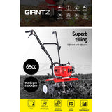 Giantz 65CC Tiller Rototiller Garden Cultivator 6 Blades Soil Power Rotary Hoe