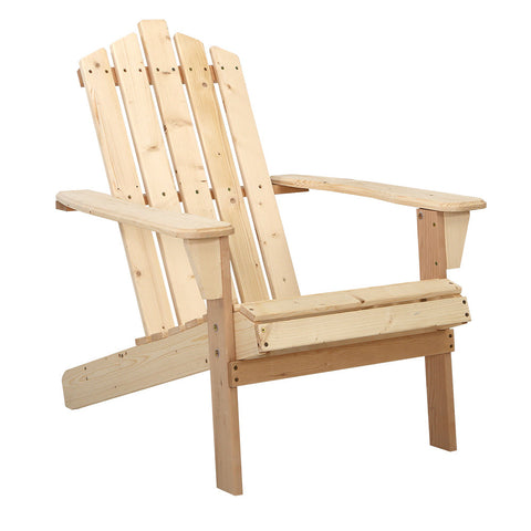 Gardeon Outdoor Sun Lounge Beach Chairs Table Setting Wooden Adirondack Patio Chair Light Wood Tone NT Deals