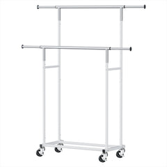 Artiss Clothes Rack Double Rod Airer Rail Coat Stand Adjustable Hanger