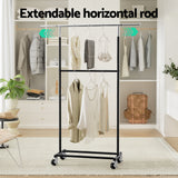 Artiss Clothes Rack Double Rod Airer Rail Coat Stand Adjustable Hanger
