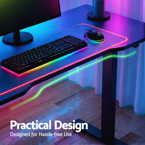 Artiss Electric Gaming Desk RGB Sit Stand Height Adjustable Table Black