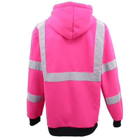HI VIS Hooded Safety Jumper Hoodie Sweatshirt Tradie Workwear Fleece Jacket Coat, Fluro Pink, 3XL NT Deals