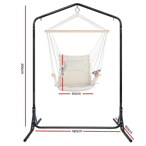 Gardeon Outdoor Hammock Chair with Stand Swing Hanging Hammock Garden Cream