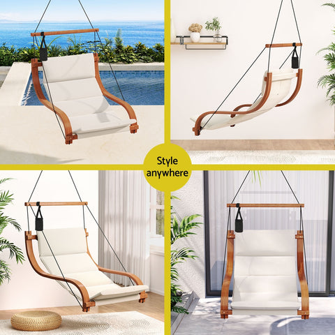Gardeon Hammock Chair Wooden Hanging Indoor Outdoor Lounge Patio