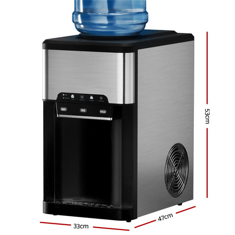 Devanti 20kg 3 in 1 Ice Maker Machine Cold and Hot Water Dispenser 3L Silver