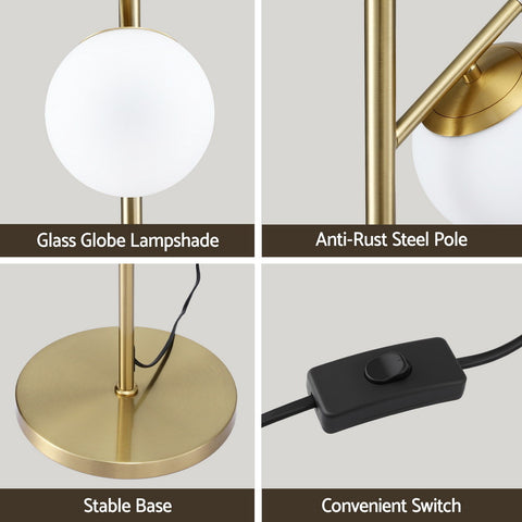 Artiss 3-Light Tree Floor Lamp 165cm Tall Standing Light with Sphere Glass Shades for Modern Homes