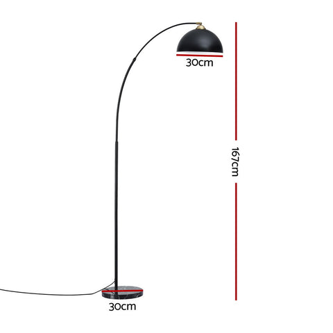 Artiss Modern Arched Floor Lamp Black Standing Heavy-Duty Marble Base for Living Room Bedroom