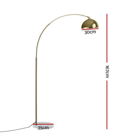 Artiss Modern Arched Floor Lamp Gold Brass Standing Heavy-Duty Marble Base for Living Room Bedroom