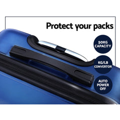 Wanderlite 2Set 20-28 Inch Luggage with TSA Lock Spinner Carry On Hard Shell Travel Suitcase Luggage Case Blue
