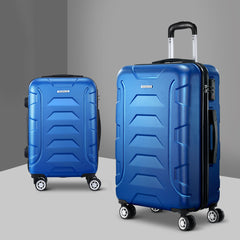Wanderlite 2Set 20-28 Inch Luggage with TSA Lock Spinner Carry On Hard Shell Travel Suitcase Luggage Case Blue