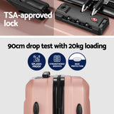 Wanderlite 2Set 20 Inch Luggage Case with 12 Inch Handheld Luggage Box Hard Shell Travel Suitcase TSA Lock  Rose Gold