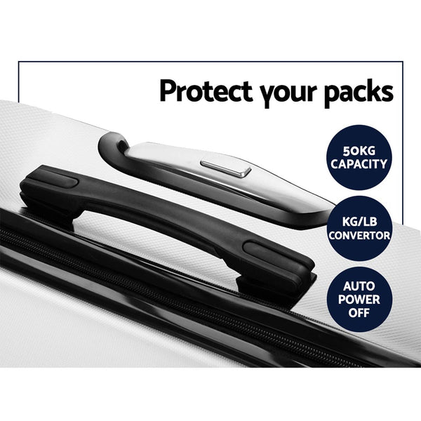 Wanderlite 20" 28" Luggage with TSA Lock Spinner Travel Suitcase Carry On Hard Shell Luggage Case White