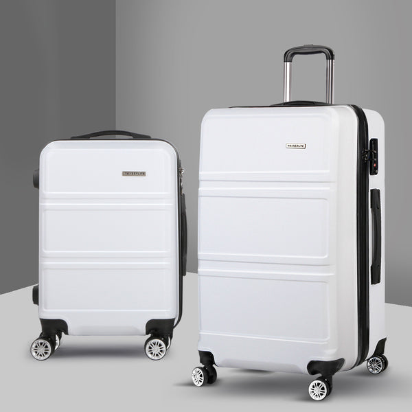 Wanderlite 20" 28" Luggage with TSA Lock Spinner Travel Suitcase Carry On Hard Shell Luggage Case White