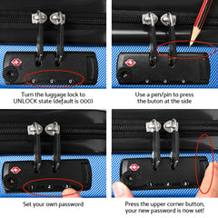 Wanderlite 20" 24" 28" Luggage with TSA Lock Spinner Travel Suitcase Carry On Hard Shell Luggage Case Blue