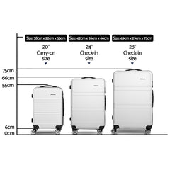 Wanderlite 20" 24" 28" Luggage with TSA Lock Spinner Travel Suitcase Carry On Hard Shell Luggage Case White