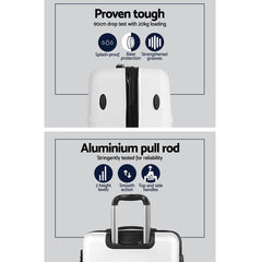 Wanderlite 20" 24" 28" Luggage with TSA Lock Spinner Travel Suitcase Carry On Hard Shell Luggage Case White