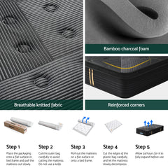 35cm Giselle Mattress Single Bed Bamboo Pocket Firm Foam