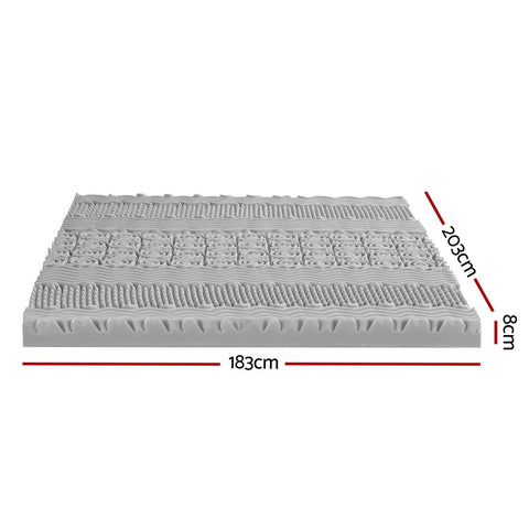 Giselle Bedding 8cm Memory Foam Mattress Topper 7-Zone Graphite King