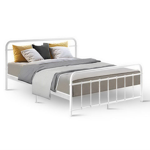 Artiss Bed Frame Metal Bed Frame LEO - Queen (White)