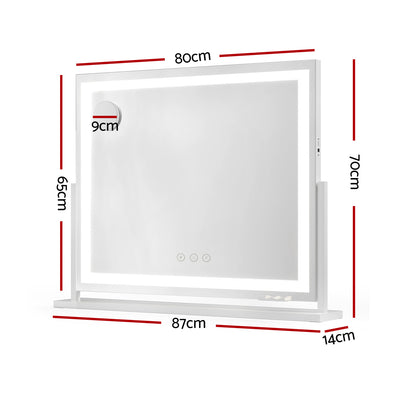 80x65cm Embellir Makeup Mirror Hollywood Vanity with LED Light White Frame