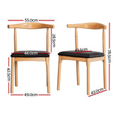 Artiss 2x Dining Chairs Rubber Wood Leather Seat Black