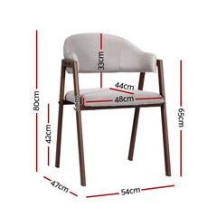 Artiss Dining Chairs Set of 2 Linen Hollow Armchair Grey