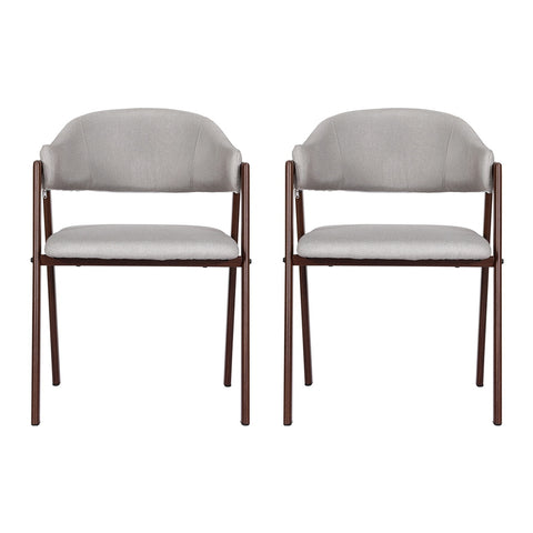 Artiss Dining Chairs Set of 2 Linen Hollow Armchair Grey