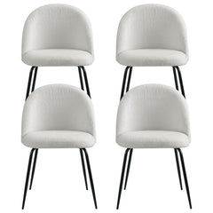 Artiss Dining Chairs Set of 4 Sherpa Boucle White