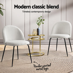 Artiss Dining Chairs Set of 4 Sherpa Boucle White