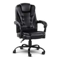 Artiss Massage Office Chair Executive Computer Gaming Chairs Black PU Leather