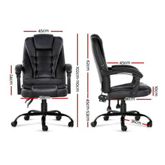 Artiss Massage Office Chair Executive Computer Gaming Chairs Black PU Leather