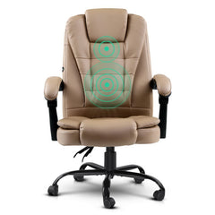 Artiss Massage Office Chair Executive Computer Gaming Chairs Brown PU Leather Espresso