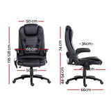 Artiss 8 Point Massage Office Chair Heated Seat Recliner PU Black