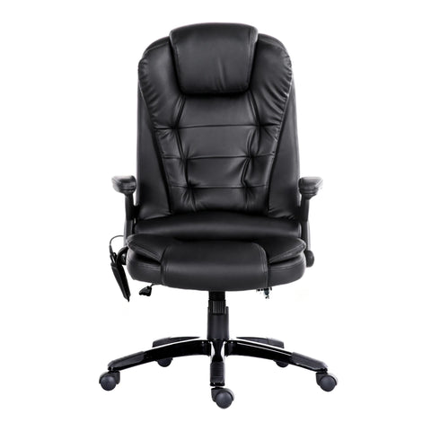 Artiss 8 Point Massage Office Chair Heated Seat Recliner PU Black