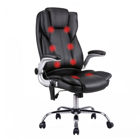 Artiss 8 Point Massage Office Chair PU Leather Black