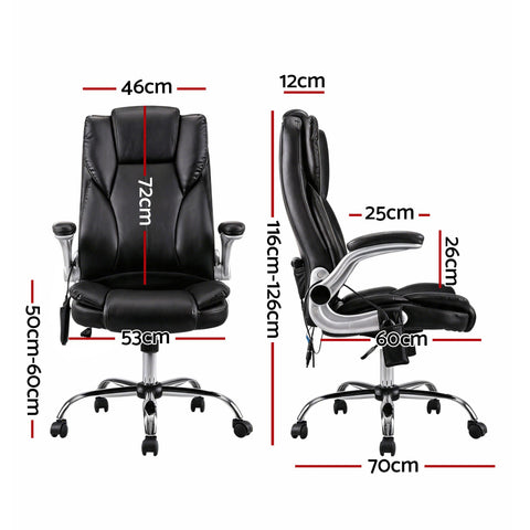 Artiss 8 Point Massage Office Chair PU Leather Black