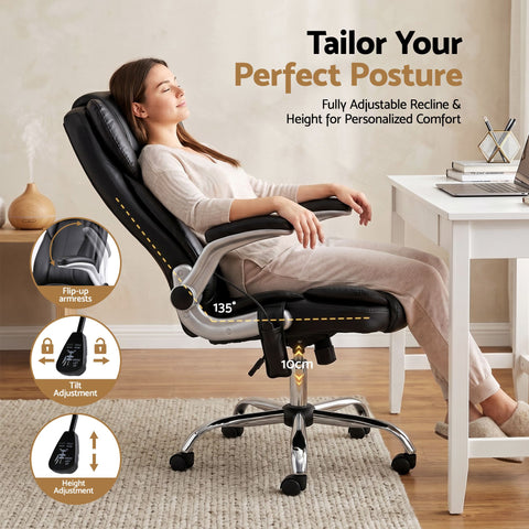 Artiss 8 Point Massage Office Chair PU Leather Black