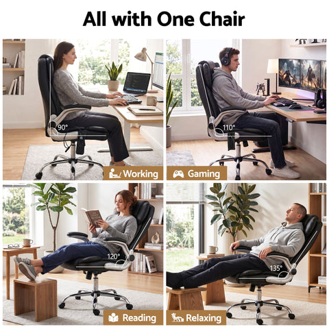 Artiss 8 Point Massage Office Chair PU Leather Black