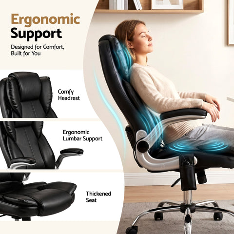 Artiss 8 Point Massage Office Chair PU Leather Black