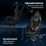Artiss 2 Point Massage Gaming Office Chair Footrest Grey