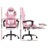 Artiss 2 Point Massage Gaming Office Chair Footrest Pink
