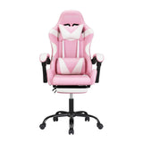 Artiss 2 Point Massage Gaming Office Chair Footrest Pink