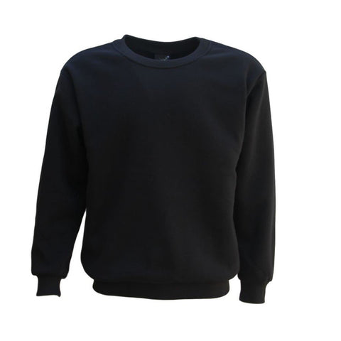 New Adult Unisex Plain Pullover Fleece Jumper Mens Long Sleeve Crew Neck Sweater, Black, XL NT Deals