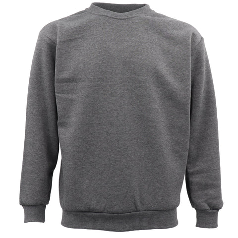 New Adult Unisex Plain Pullover Fleece Jumper Mens Long Sleeve Crew Neck Sweater, Grey, L NT Deals