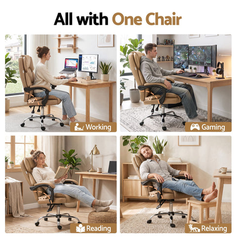 Artiss Executive Office Chair Leather Recliner Espresso